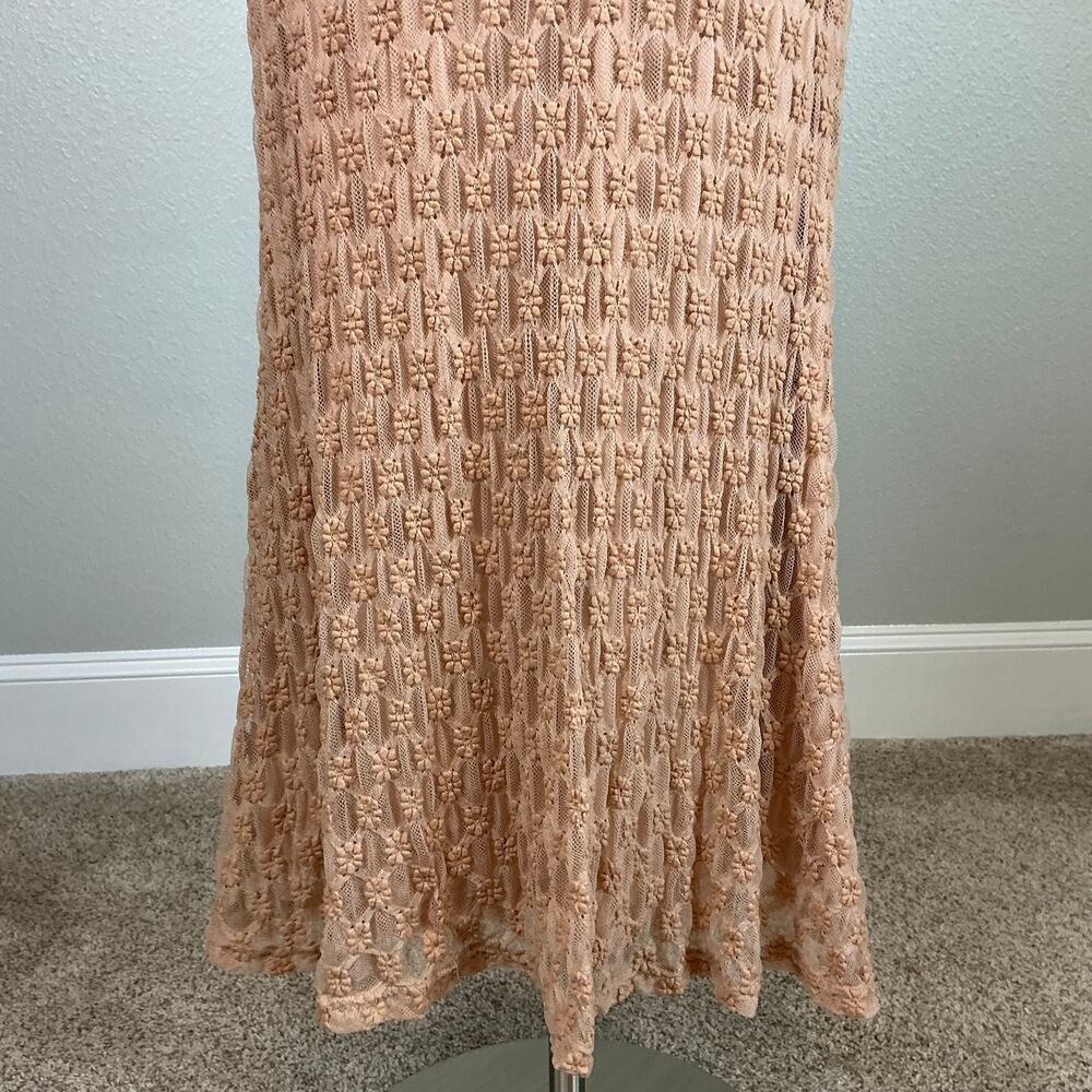 Bardot Beige Cocktail Dress Adoni Floral Lace Long Sleeve Midi Sheath Size 10 - Picture 10 of 13